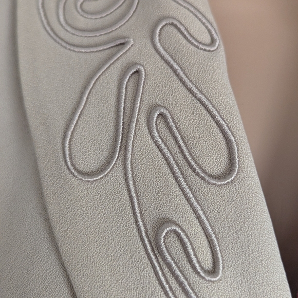 Vintage Past Times Silk Duster Coat Sz XL Creamy Tan Cuffed Sleeves Lined Scroll - Picture 5 of 16